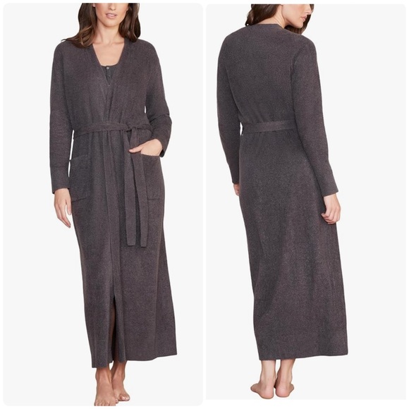 Barefoot Dreams CozyChic Lite Long Robe S / M Medium Women's Carbon Gray Soft - Picture 9 of 11